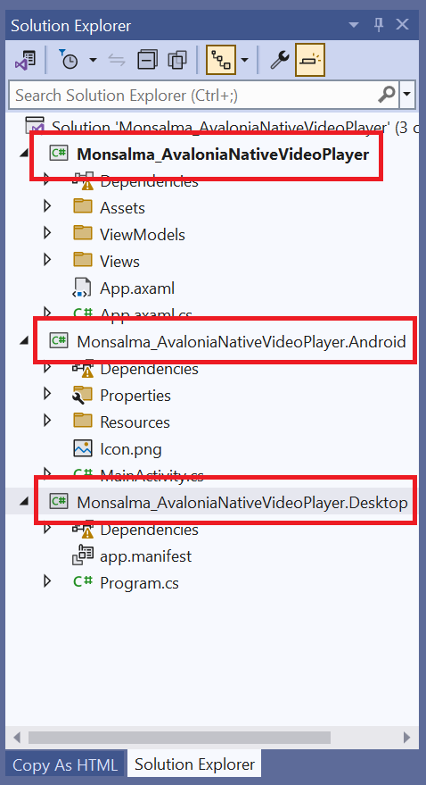 Avalonia UI - Native Video Playback - 07 - Project overview (common, Android and Windows)