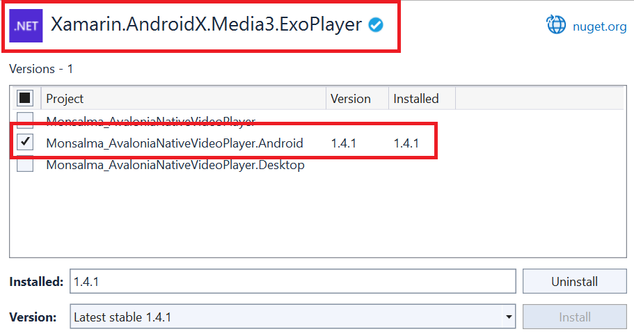 Avalonia UI - Native Video Playback - 15 - Adding Xamarin.AndroidX.Media3.ExoPlayer NuGet package