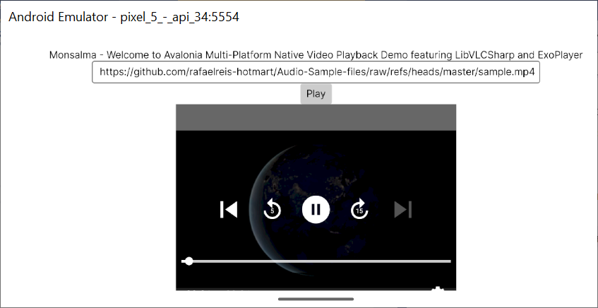 Avalonia UI - Native Video Playback - 18 - Executing the final demo on Android (emulator)